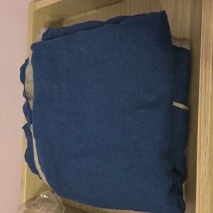 Navy Blue Organic Linen Duvet Cover Queen Size with Pillow Cases